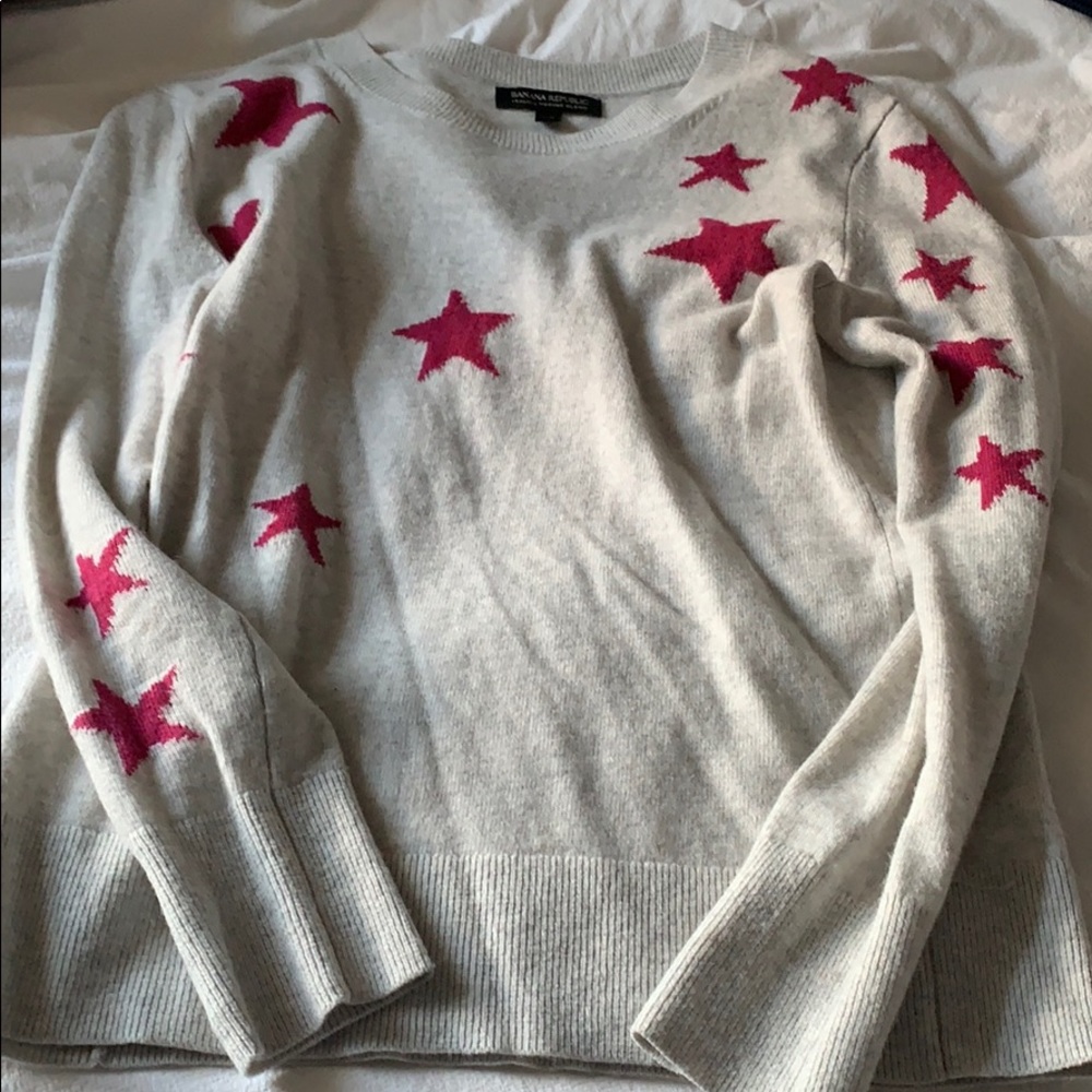 Gray with pink stars sweater from banana republic